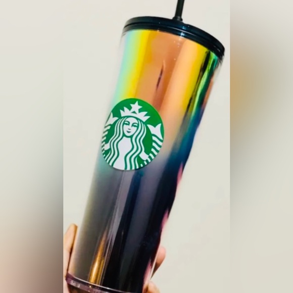 Starbucks Oil Slick Rainbow Cup Iridescent Tumbler Cold Cup Venti 24oz New 2021 - Picture 11 of 16